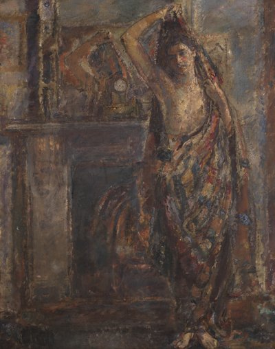 امرأة رايات تقف بجانب عباءة (ظهر) ، 1938 (زيت على قماش) بواسطة السيدة اثيل ووكر