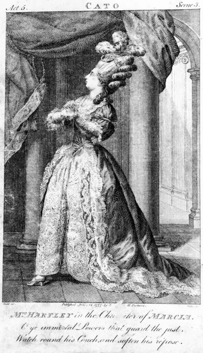 السيدة هارتلي مثل مارسيا في أديسون &39;كاتو&39; ، 1777 بواسطة دانيال دود