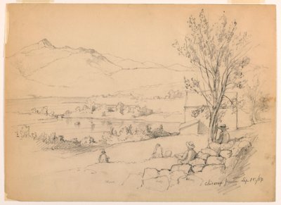 رسم، فنانون يرسمون في بركة تشوكوروا، نيو هامبشاير، 28 سبتمبر 1854 بواسطة دانييل هنتنغتون