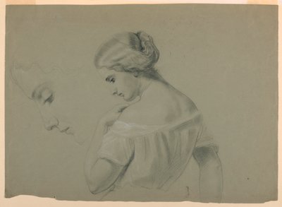 رسم، صورة جانبية لرأس امرأة أ، 1840-70 بواسطة دانييل هنتنغتون