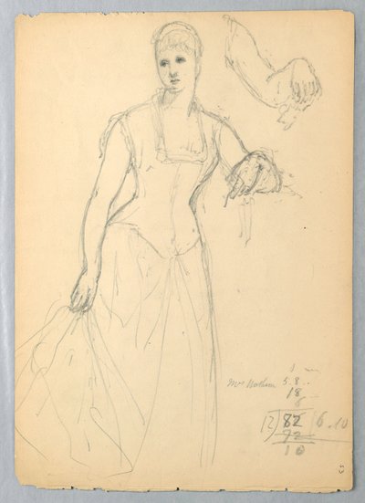 رسم، رسم تخطيطي لبورتريه لبيلا وورشام، 1878 بواسطة دانييل هنتنغتون