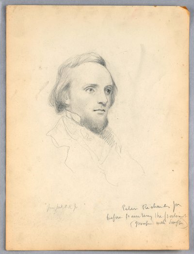رسم، رسم تخطيطي لرأس بيتر ريتشاردز من أجل صورته، 1849 بواسطة دانييل هنتنغتون