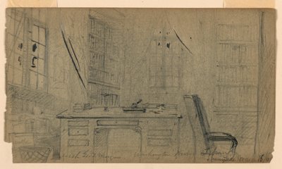 رسم، مكتبة واشنطن إيرفينغ في صني سايد، 16 مارس 1860 بواسطة دانييل هنتنغتون