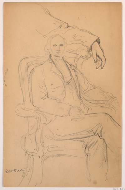 رسم، ويليام هـ. ميسي جالساً، دراسة بذراع يسرى منفصلة، 1884 بواسطة دانييل هنتنغتون