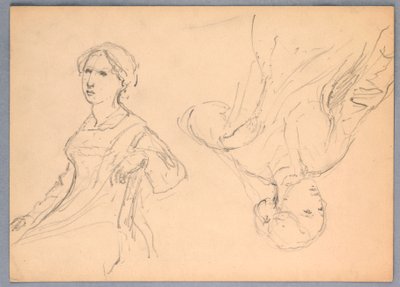 رسم، امرأة جالسة، دراستان، 1870، 1870 بواسطة دانييل هنتنغتون