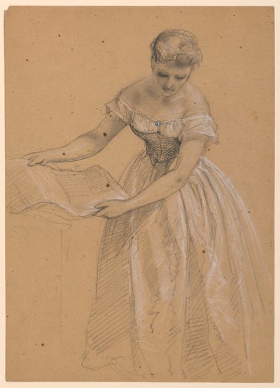 رسم، امرأة واقفة، 1860 بواسطة دانييل هنتنغتون