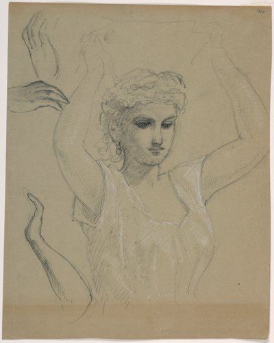 رسم، امرأة رافعة يديها A، 1844-1845 بواسطة دانييل هنتنغتون