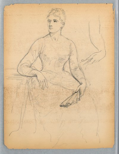 رسم لصورة امرأة جالسة بواسطة دانييل هنتنغتون