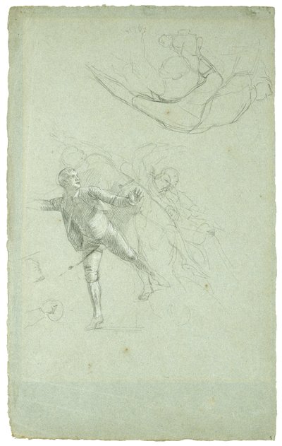 دراسة حصار جبل طارق (دراسة لشكل مدفع في الزورق الطويل) ، 1785-1786 (طباشير أبيض وأسود على ورق رمادي - أزرق) بواسطة دانيال ميتينز