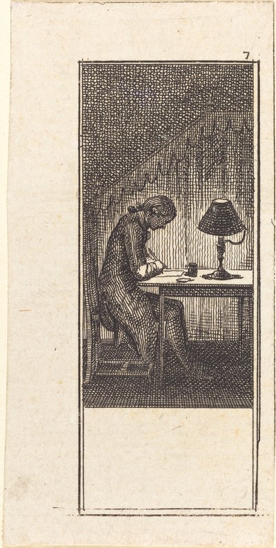 شاب يكتب بواسطة Lamplight بواسطة دانيال نيكولاوس شودويكي