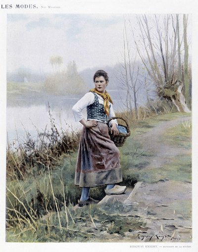 امرأة عائدة من النهر بواسطة R. Knight ، c. 1905 بواسطة دانيال ريدجواي نايت