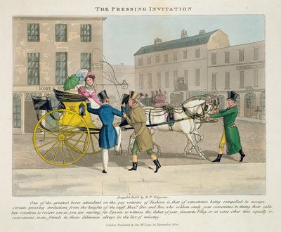 The Pressing Invitation ، from &39;Fashionable Bores، or Coolers in High Life، by Peter Quiz&39; ، نُشر عام 1824 (ألوان مائية يدوية) بواسطة دانيال توماس إيجرتون