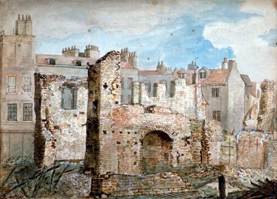 أنقاض مبنى دمرته النيران في بير يارد ، وستمنستر ، لندن ، 1809. بواسطة دانيال ثورن