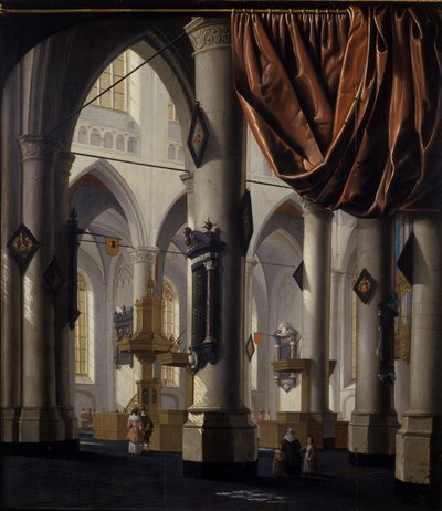 الكنيسة الجديدة في دلفت ، 1654 (زيت على خشب البلوط) بواسطة Daniel de Blieck