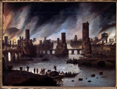 منظر لنار طروادة لوحة رسمها دانيال فان هيل (1604-1662) من القرن السابع عشر في بيسانكون. متحف الفنون الجميلة - منظر لحرق طروادة. لوحة دانيال فان هيل (1604-1662) بواسطة دانيال فان هيل