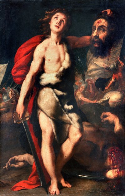 ديفيد الفائز بالعملاق جالوت يحمل رأسه بيده رسم دانييل كريسبي (1598-1630) 1623 بالازو بوروميو ، إيزولا بيلا ، ستريسا إيطاليا بواسطة دانييلي كريسبى
