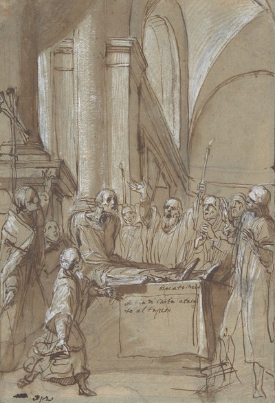 ريمون ديوكريس يتحدث خلال جنازته من حياة القديس برونو في كولونيا ، 1628-1629. بواسطة دانييلي كريسبى