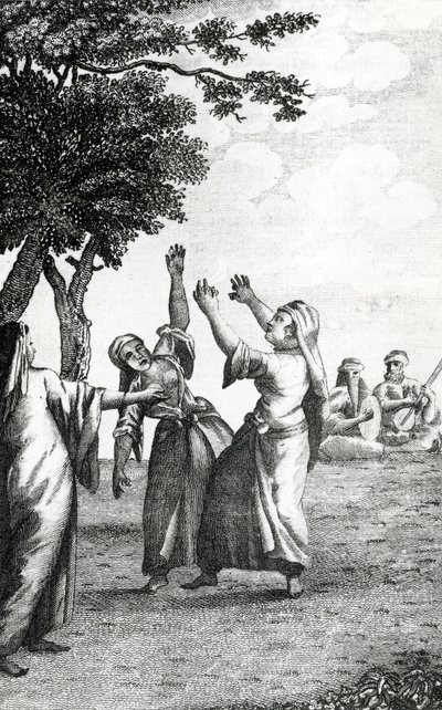 الرقصات في مصر ، مأخوذة من رحلات نيبورز عبر شبه الجزيرة العربية وبلدان أخرى في الشرق ، 1792 بواسطة المدرسة الدنماركية