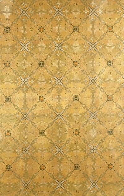 لوح سقف ، مع تصميم فوليت مجردة متكرر بلون أخضر زيتوني ، مغرة ، حمراء وصفراء ، c.1893 بواسطة Dankmar Adler