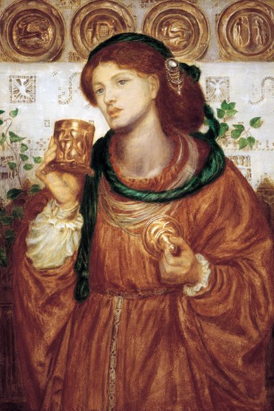 لوحة "كأس الحب" لدانتي غابرييل روسيتي (1828-1882) حوالي 1867 قاتمة 52.6 × 35.9 سم معرض الفنون بجنوب أستراليا أديلايد أستراليا بواسطة دانتي جابرييل تشارلز روسيتي