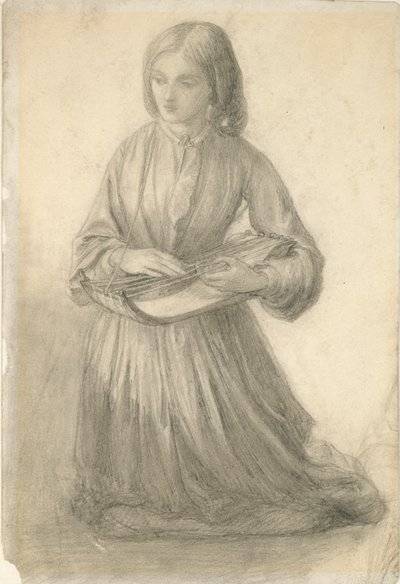 إليزابيث سيدال تعزف على آلة وترية ، c1852 بواسطة دانتي جابرييل روسيتي