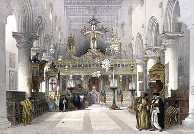 مصلى دير سانت كاترين على جبل سيناء ، 21 فبراير 1839 ، اللوحة 112 من المجلد الثالث من "الأرض المقدسة" ، نقشها لويس هاغي (1806-1885) حانة. 1849 (ليثو) بواسطة ديفيد (بعد) روبرتس