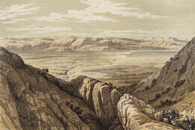 Descent upon the Valley of Jordan (colour litho) بواسطة ديفيد (بعد) روبرتس