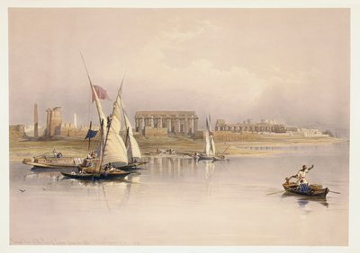مصر ، أطلال الأقصر من نهر النيل ، نقش على أساس الرسم لديفيد روبرتس بواسطة ديفيد (بعد) روبرتس