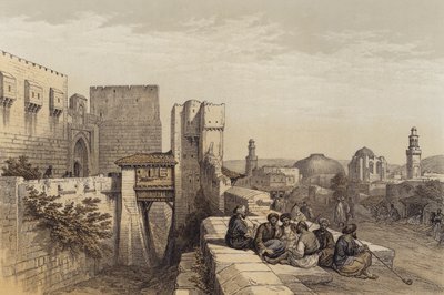 مدخل قلعة القدس (لون ليثو) بواسطة ديفيد (بعد) روبرتس