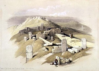 المعبد على جبل جارابي ، المسمى سورابيت الخادم ، 17 فبراير 1839 ، اللوحة 119 من المجلد الثالث من "الأرض المقدسة" ، نقشها لويس هاغي (1806-1885) حانة. 1849 (ليثو) بواسطة ديفيد (بعد) روبرتس