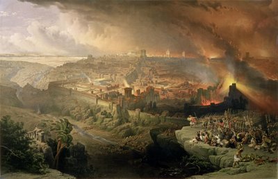 دمار القدس في 70 بعد الميلاد ، نقش على يد لويس هاغي (1806-1885) (ليثو) بواسطة ديفيد (بعد) روبرتس
