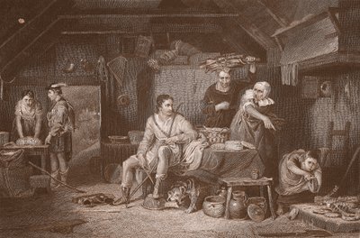 ألفريد في كوخ Neatherd ، نقش بواسطة AH Payne (لون ليثو) بواسطة ديفيد (بعد) ويلكي