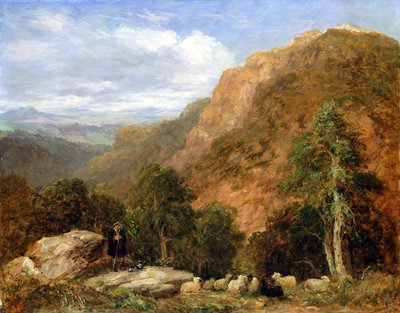 منظر من فوق Bettws-y-Coed و Moel Siabod و Snowwood Range في المسافة ، 1853 بواسطة ديفيد كوكس