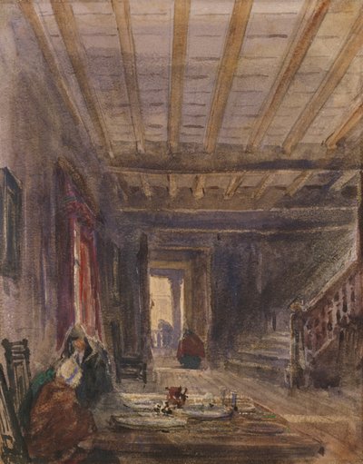 الداخلية مع الأشكال على طاولة (مرحاض على ورق) بواسطة David Cox