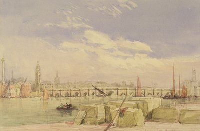 جسر لندن ، c.1828-30 (مرحاض ولون جسم فوق الجرافيت على ورق) بواسطة ديفيد كوكس