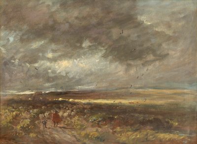 المناظر الطبيعية في المستنقعات: الراعي والأغنام ، c1810. بواسطة ديفيد كوكس الأكبر