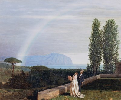 Couple before Landscape near Genoa بواسطة ديفيد Dellepiane