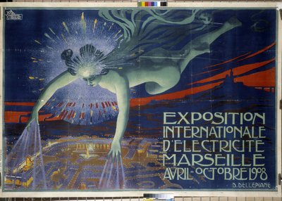 Poster “International Electricite Exhibition, Marseille, April-October 1908” (poster) بواسطة ديفيد Dellepiane