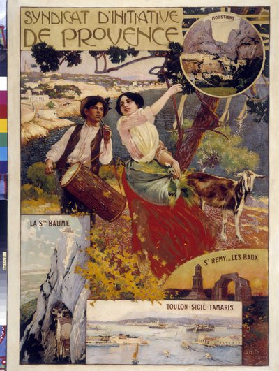 مكتب السياحة في بروفانس. رسم توضيحي لديفيد ديليبيان (1866-1932). ذكر إلزامي: مجموعة مؤسسة بخصوص دي بروفانس (Dim in cm 100x81) بواسطة ديفيد Dellepiane