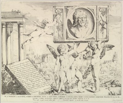 صفحة العنوان: تحية إلى مانتيجنا ، من قصة القديسين جيمس وكريستوفر في العصر ... ، 1776. بواسطة ديفيد جيوفاني