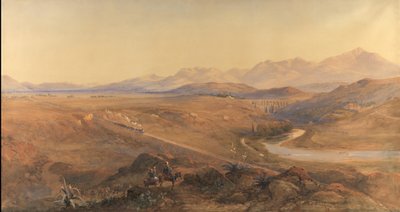 قطار بخاري على السكة الحديد العثمانية ، 1859 (مرحاض وقلم رصاص مع لون الجسم) بواسطة ديفيد هول ماكيوان