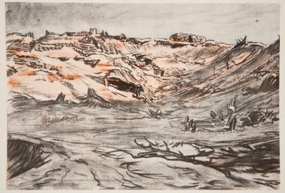 محجر مزرعة موكيه الجديدة، رسم توضيحي من "الجبهة الغربية"، منشورات شركة كونتري لايف المحدودة بواسطة ديفيد مويرهيد بون