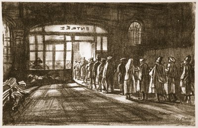 في محطة قاعدية، رسم توضيحي من "الجبهة الغربية"، منشورات شركة كونتري لايف المحدودة بواسطة ديفيد مويرهيد بون