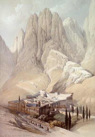 دير سانت كاترين مع جبل حوريب ، 19 فبراير 1839 ، اللوحة 118 من المجلد الثالث من "الأرض المقدسة" ، نقشها لويس هاغي (1806-85) حانة .1849 بواسطة ديفيد روبرتس
