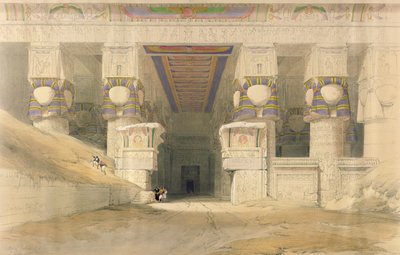 واجهة معبد حتحور ، دندرة ، من "مصر والنوبة" ، نقشها لويس هاغي (1806-1885) المنشور في لندن ، 1838 بواسطة ديفيد روبرتس