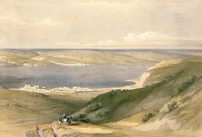 بحر الجليل أو جنيزاريث ، يتطلع نحو باشان ، 21 أبريل 1839 ، اللوحة 36 من المجلد الأول من "الأرض المقدسة" ، منقوش بواسطة حانة لويس هاغي (1806-85). 1842 بواسطة ديفيد روبرتس