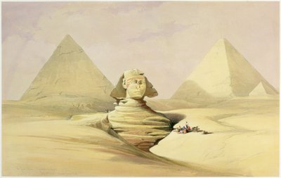 "تمثال أبو الهول وأهرامات الجيزة" ، مصر ، حوالي عام 1845 بواسطة ديفيد روبرتس