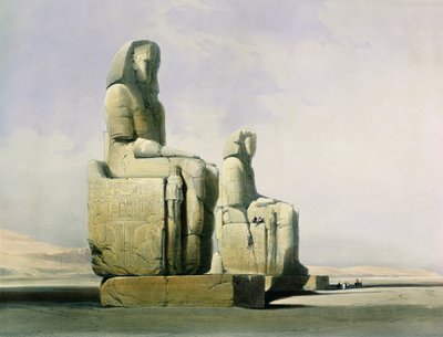 طيبة ، 4 ديسمبر 1838 ، تفاصيل عملاق ممنون ، اللوحة 12 من المجلد الأول لمصر والنوبة ، نقشها لويس هاغ 1806-85 حانة. 1846 ليثو تفاصيل 67033 بواسطة ديفيد روبرتس