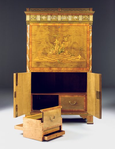 الإفرازات الكلاسيكية الجديدة A abattant ، c.1775 (ormolu mount sycamore ، burr yew ، tulipwood and marquetry) انظر أيضًا 491918-19) بواسطة ديفيد رونتجن