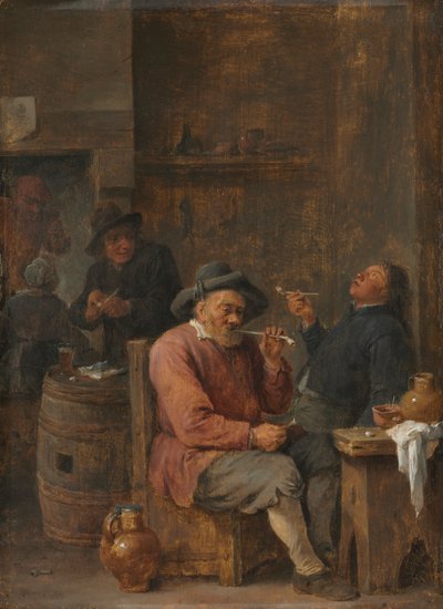 الفلاحون يدخنون في نزل ، ج. 1640. بواسطة ديفيد تنيرز الأكبر